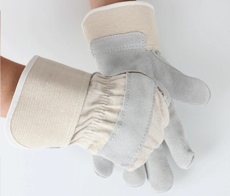 Коровьей Холст долг сварки перчатки высокого Температура защитить руки короткие проекты защитные перчатки