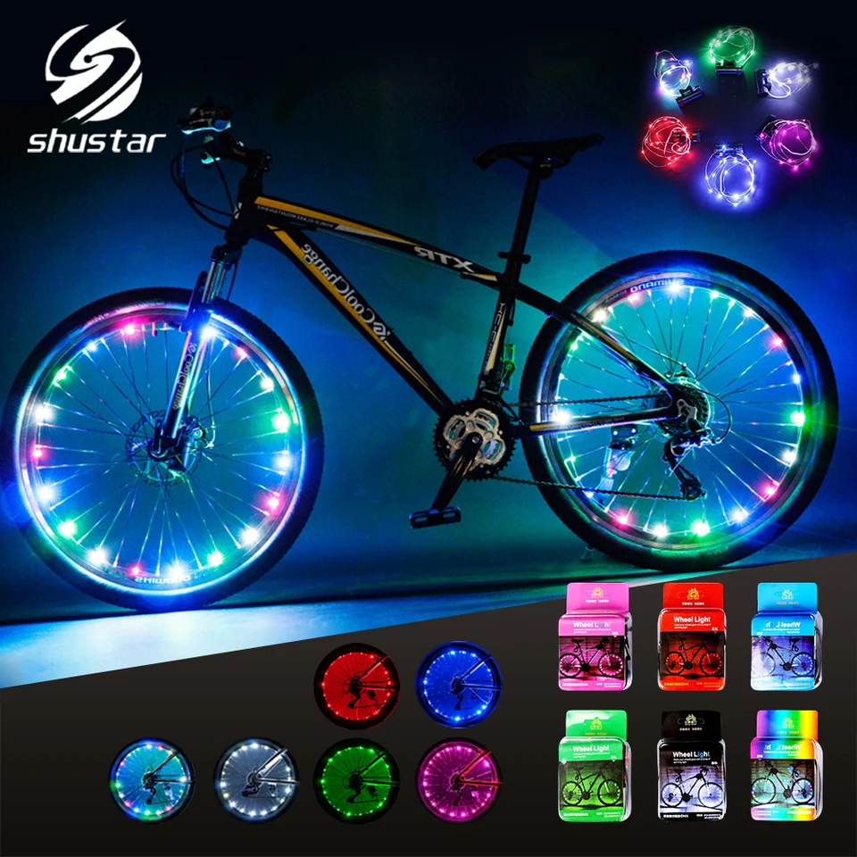 Bike Cycling Wheel Lights Waterproof 14 LED Wheel Lights Flash Stem for Bicycle