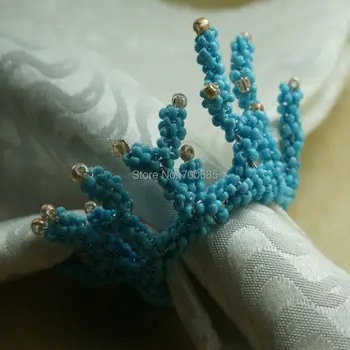 

blue coral napkin rings,beads wedding decoration napkin holder