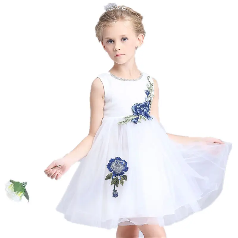 ФОТО New Arrival Summer embroidery floral girl dress high quality flower gauze dresses children princess dress party dress 3-9years