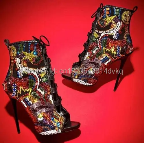Модные вечерние босоножки со стразами на высоком каблуке со стразами пикантные женские туфли на шпильках со стразами различные цвета