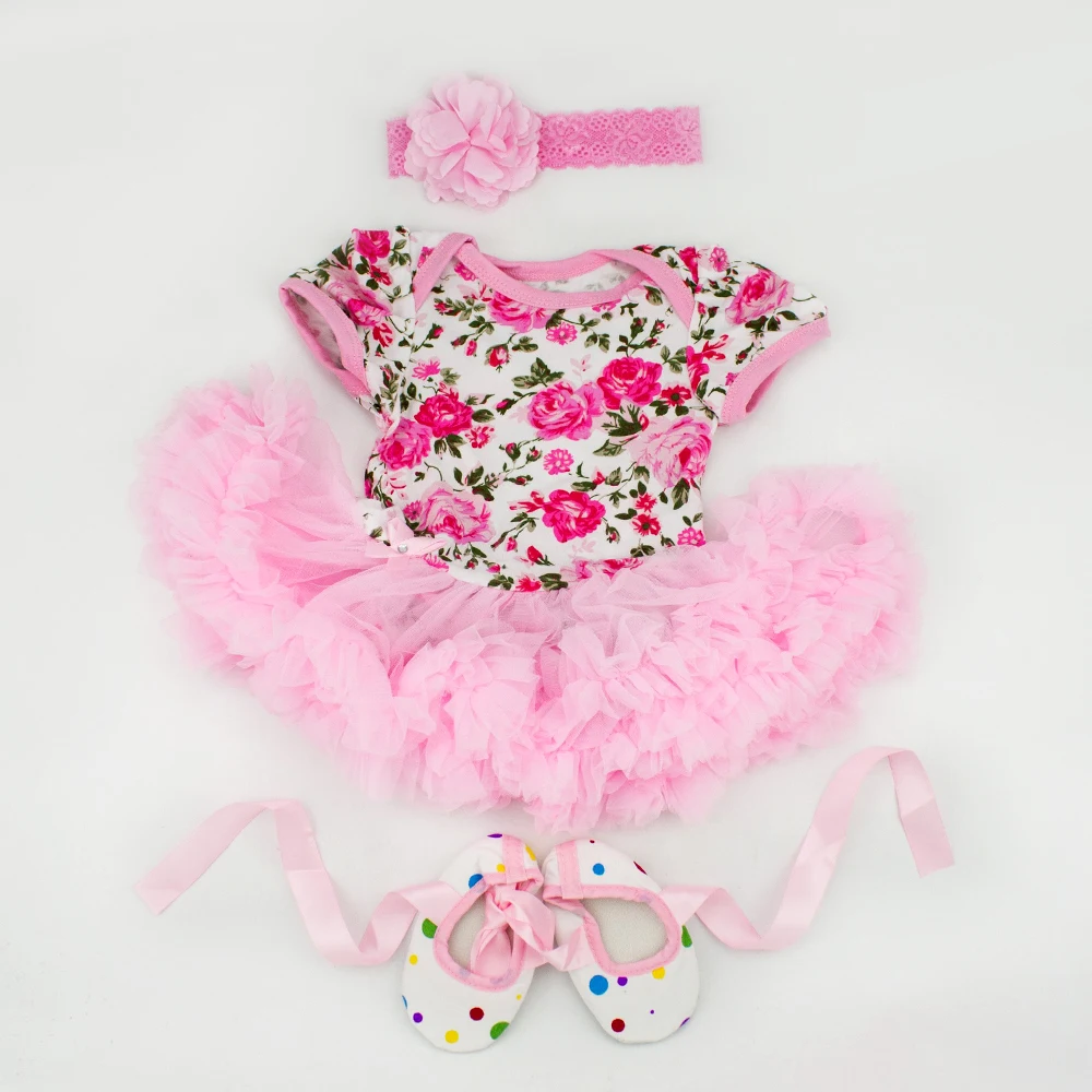 NPKDOLL Reborn Детская кукольная одежда 22 дюйма розовое платье принцессы цветочный