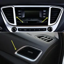 Автомобильные аксессуары средних и Сторона Dashboard Air Выход Обложка отделка Нержавеющая сталь 4 шт. для hyundai Verna Accent Solaris 2018