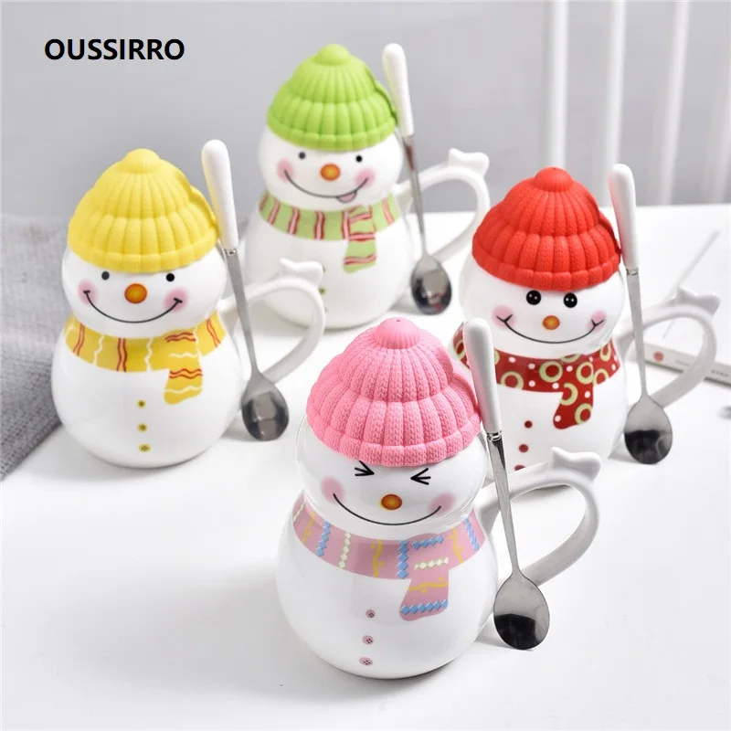 

OUSSIRRO 620ML New Christmas Ceramic Coffee Mug 3D Snowman Creative Cartoon Milk Breakfast Cup Christmas Gift