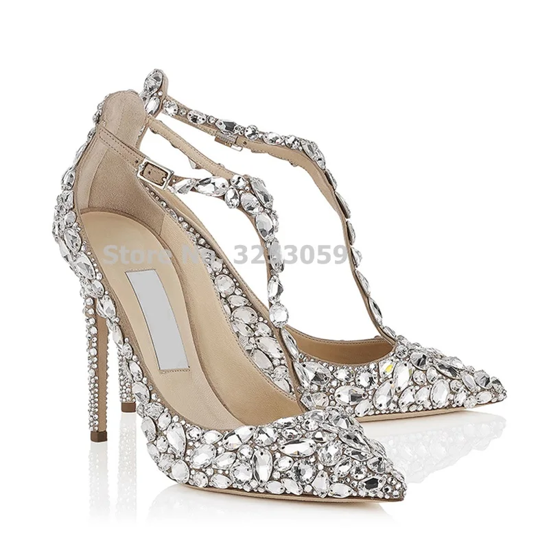 ALMUDENA/женские сверкающие свадебные туфли лидирующего бренда; Роскошная обувь для торжеств, украшенная бисером; туфли-лодочки на шпильке с кристаллами; обувь с жемчугом