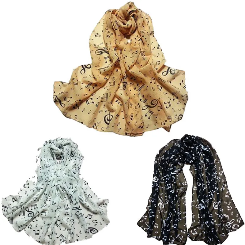 

Women Scarf scarves hijabs soft muffler shawls Musical Note Chiffon wrap Scarves Shawl 2017 Hiking Camping Sunscreen Scarf May28
