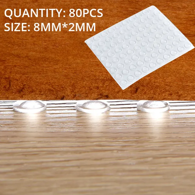 KAK 30-80PCS Self Adhesive Silicone Furniture Pads Cabinet Bumpers Rubber Damper Buffer Cushion Protective Furniture Hardware 8x2mmx80pcs