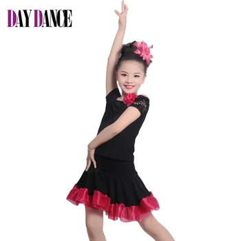 

Free Shipping Girl Dew Shoulders Dress Child Kid Performance Competition Samba Tango Latin Dress