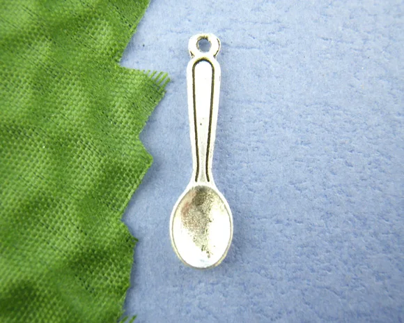 

DoreenBeads Zinc metal alloy Charm Pendants Spoon Antique Silver 24mm(1") x 6mm( 2/8"), 25 PCs