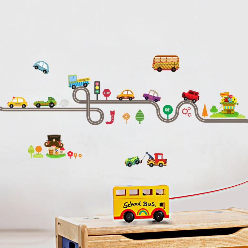 highway cars wall stickers for kids baby nursery children's play room bedroom home decor mural art pvc decals highway cars wall stickers for kids baby nursery children's play room bedroom home decor mural art pvc decals