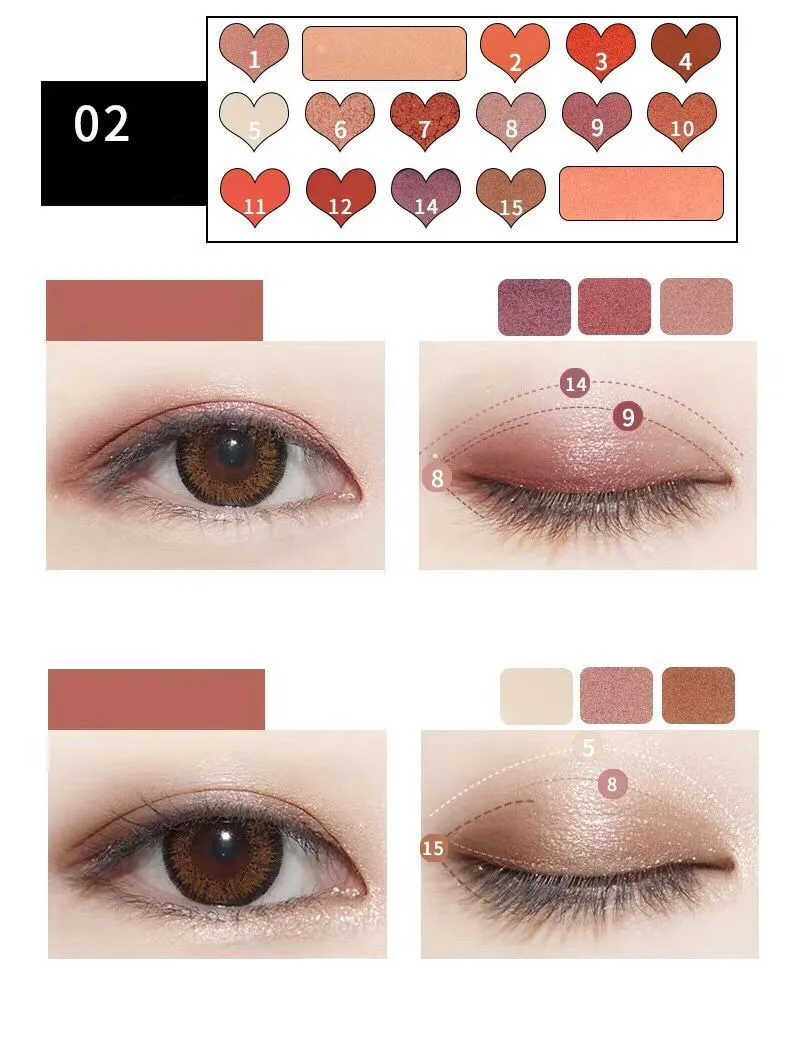 16-color Heart-shaped Eye Shadow paint Palette Матовый Блеск Shimmer Personality Makeup Shadow Palette прочный водостойкий