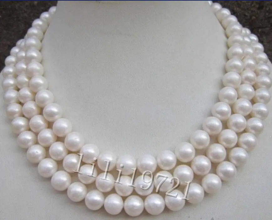 

9-10MM AA+ NATURAL WHITE SOUTH SEA ROUND PEARL NECKLACE 50"18K GP style Fine jewe Noble Natural jade FREE SHIPPING