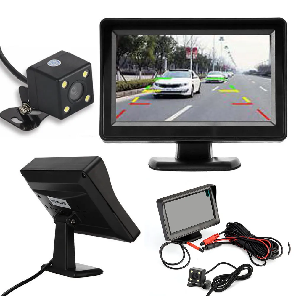 

2019 New Arival Hot Sale 4.3'' TFT LCD Car Rear View Mirror Monitor + Night Vision Backup Reverse Camera Dropshipping Cars