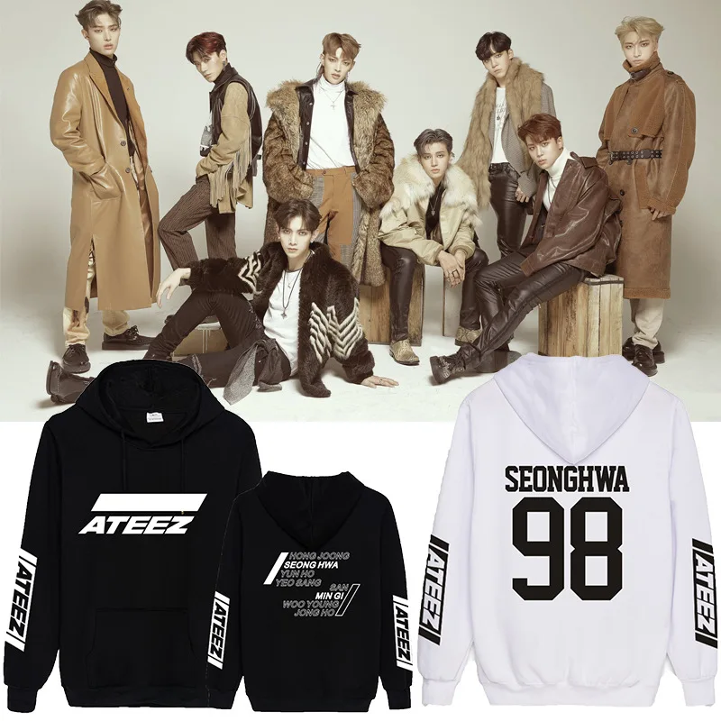 

ATEEZ Kpop Hoodie Print Hooded Women Men Sweatshirts Clothes 2019 Harajuku Casual ATEEZ Hoodies Kpop Sweatshirt Kpop Clothing