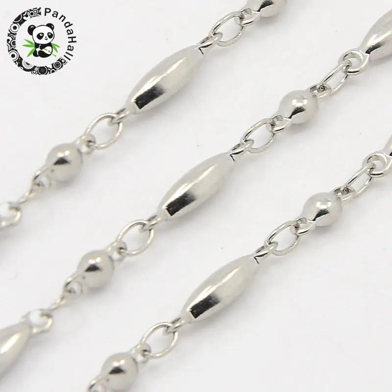 316 Stainless Steel Link Chains, Decorative Ball Bead Chain, with Oval