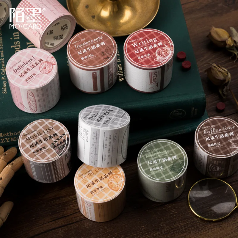 

12 pcs/lot 4cm Writable Retro Recording Life Series Washi Tape DIY Scrapbooking Sticker Label Masking Tape School Office Supply