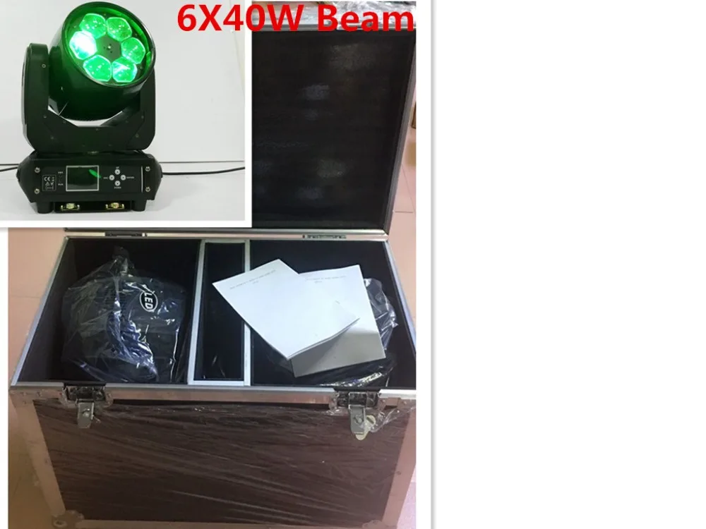 2 шт./лот с чехлом для полета светодиодный супер-луч 6x40 Вт rgbw 4 в 1 зум движущаяся