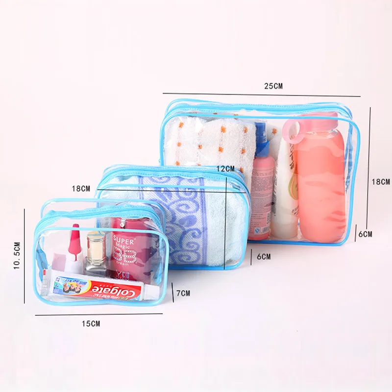 

Hot Sale New Transparent Cosmetic Travel Bag Women Makeup Organizer PVC Washing Bags Zipper Pouch