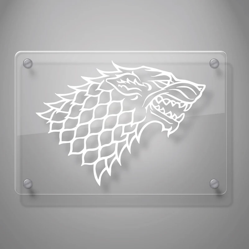 

2pcs 4" x 5.4", White Black Starks Banner From the Game of Throne Decal Sticker for Car Window, Laptop， Walls, Mirror and More.
