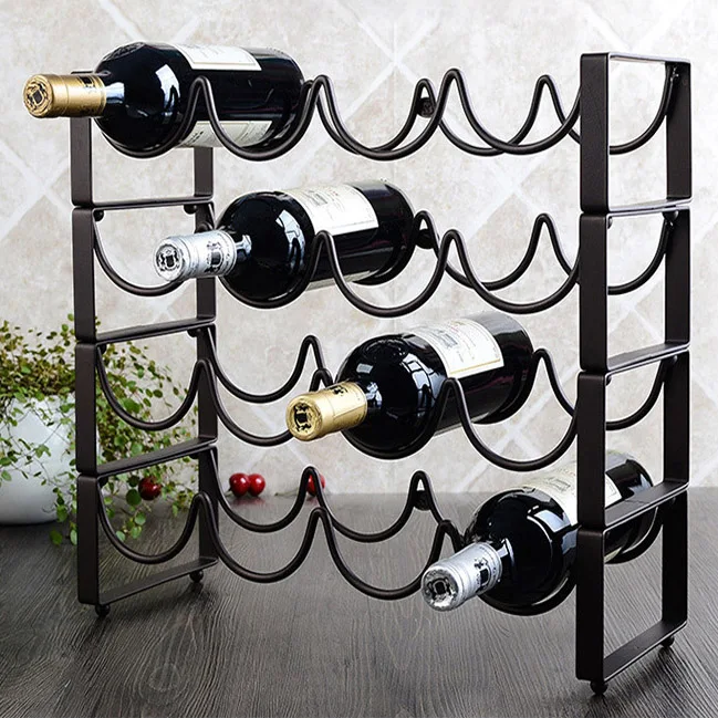 

Curved Wave Wine Rack Cork Container Bottle Holder Kitchen Bar Display Metal Wine Craft Gift Handcraft Wine Stand Bar Tools