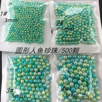 

2000pcs 3mm/4mm/5mm/6mm Round Symphony Green Pearls Beads For Jewelry Epoxy Resin Fillers DIY Making Nail Art Decoration