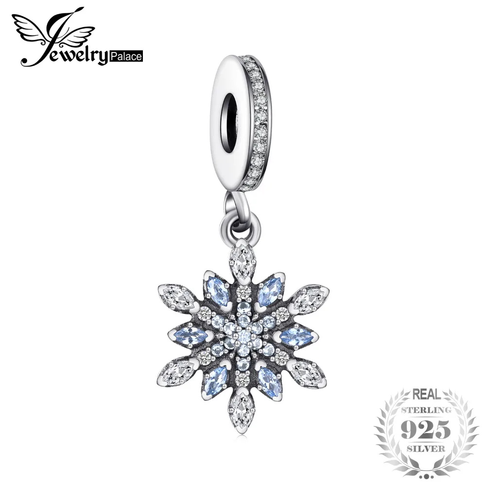 Jewelrypalace стерлингового серебра 925 froast цветок создан Синий Nano Мотаться Бусины Fit Браслеты Модные украшения для Для женщин - изображение