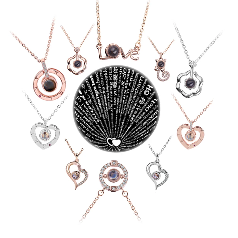 Projection 100 Languages I Love You Pendant Necklace For Women Memory Wedding Valentine's Day Gifts | Украшения и аксессуары