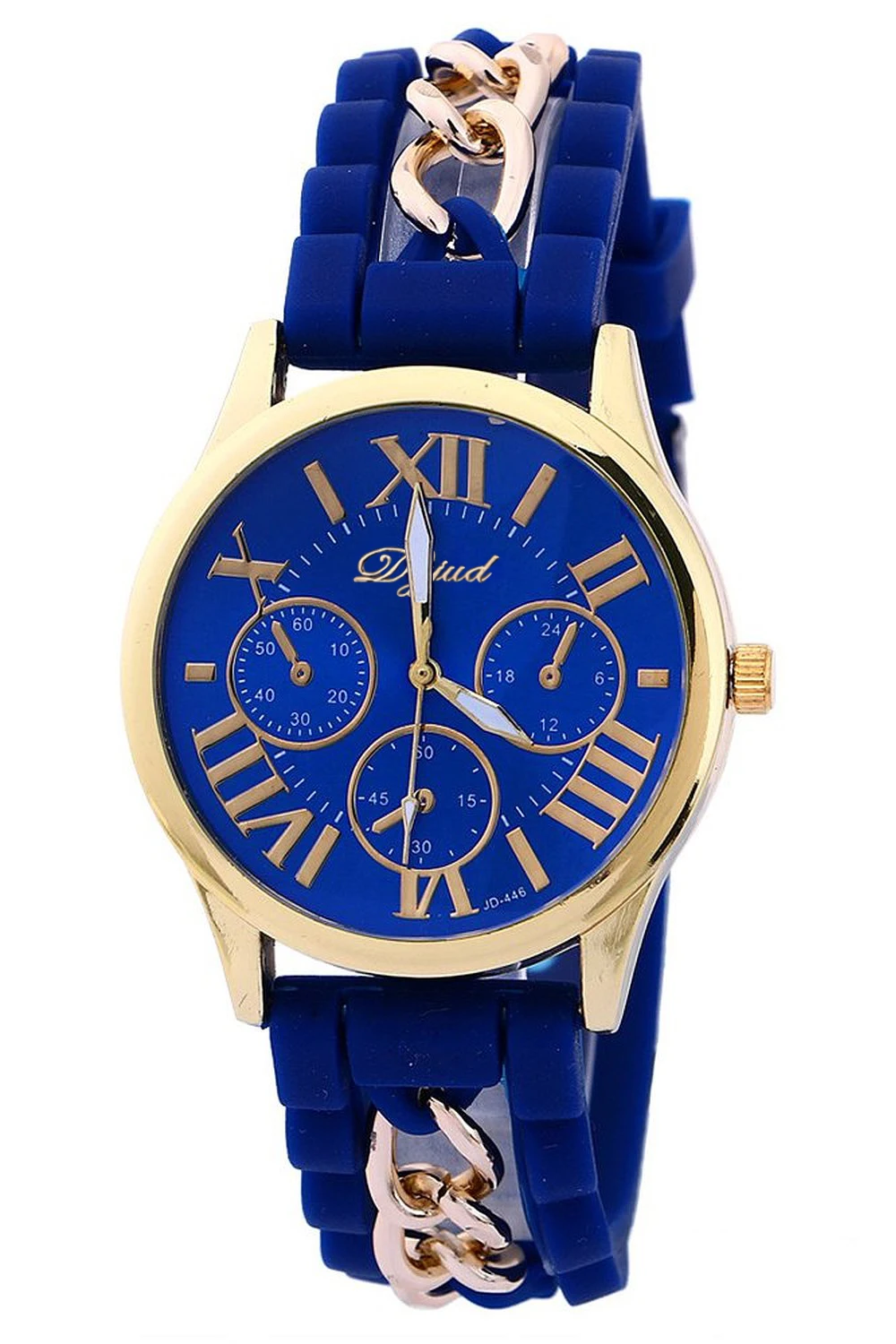 

YCYS-Golden Case Silicone Alloy Strap Wrist Watch--Royal Blue