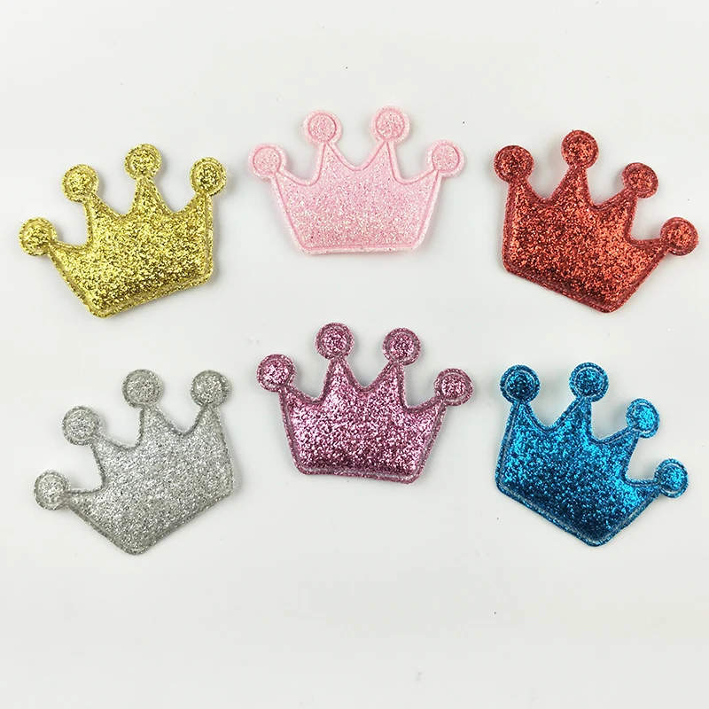 

24pcs Crown shape glitter Kawaii Appliques for Headband Padded Appliques For Clothes Sewing Supplies DIY Craft Decoration