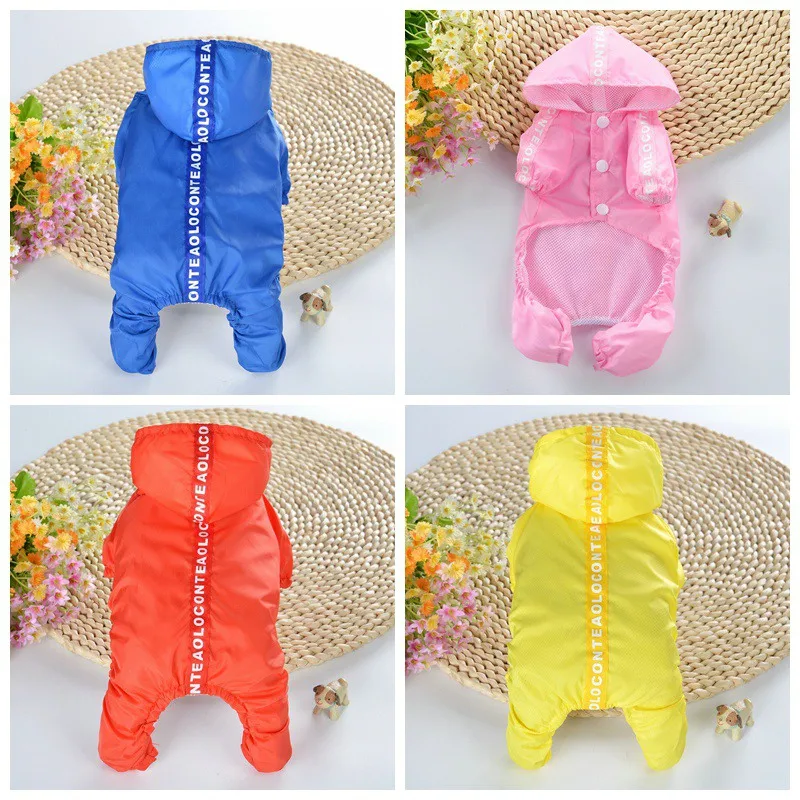

Puppy Rain Jacket for Outdoor Waking Pet Dogs Solid Waterproof Raincoat with Caps for Summer Spring for Chihuahua Teddy Cloth