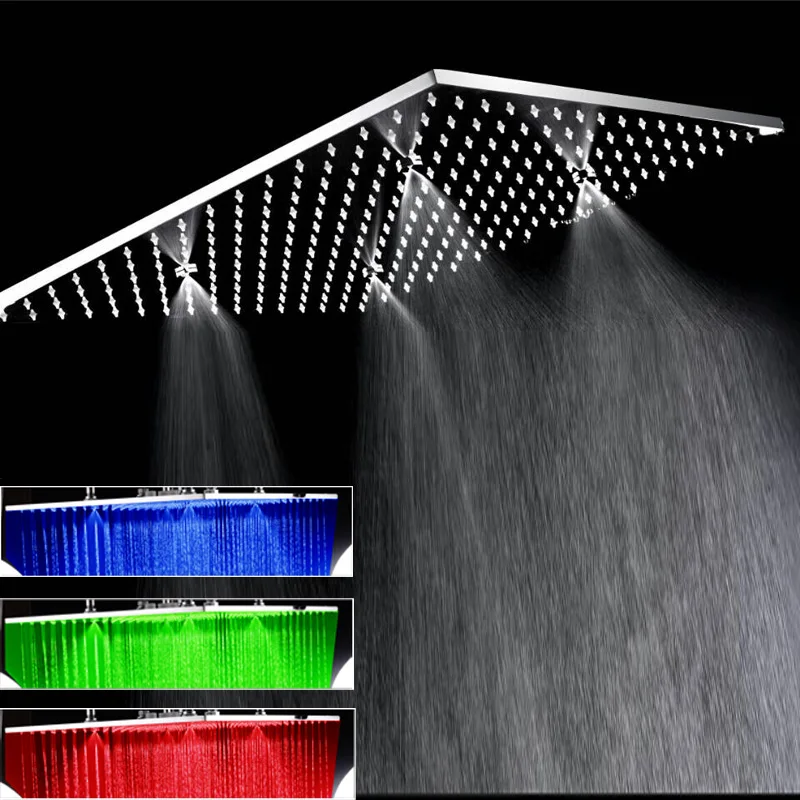 

Top sell 20 Inch temperature change rbg ceiling led rainfall mistfall spray shower head mirror surface square