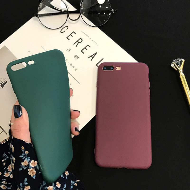 

Soft Silicon Case For iPhone X 8 7 Plus 5 5s SE Cases For iPhone 6 6s 7 Case Candy Color Matte TPU Back Cover Coque Women Cases
