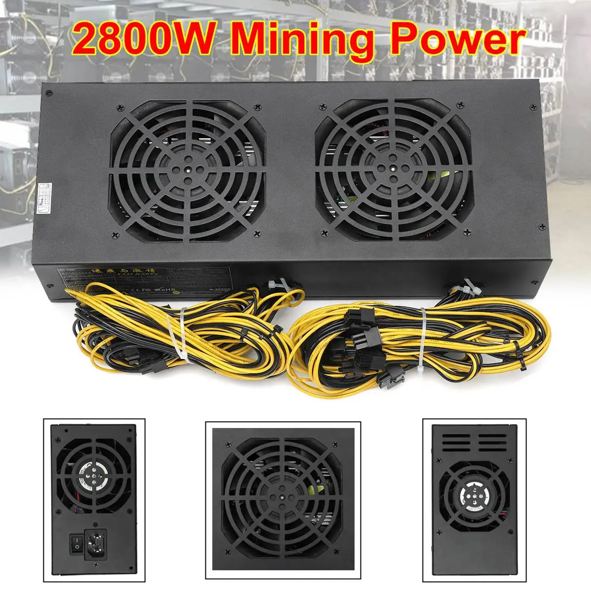 

Lowest Price 2800W Mining Computer Power Supply with Four Fans For A6 A7 s5 s7 B3 E9 L3+ R4 Miner Power Supply For BTC 200-260V