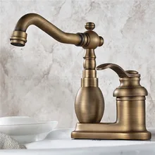 Antique Brass Single Handle Bathroom Wash Basin Mixer Taps / 2 Hole Deck Mounted Swivel Spout Vessel Sink Faucets znf429 waterfall spout antique brass bathroom faucet vessel sink mixer basin faucets single handles taps wnf067