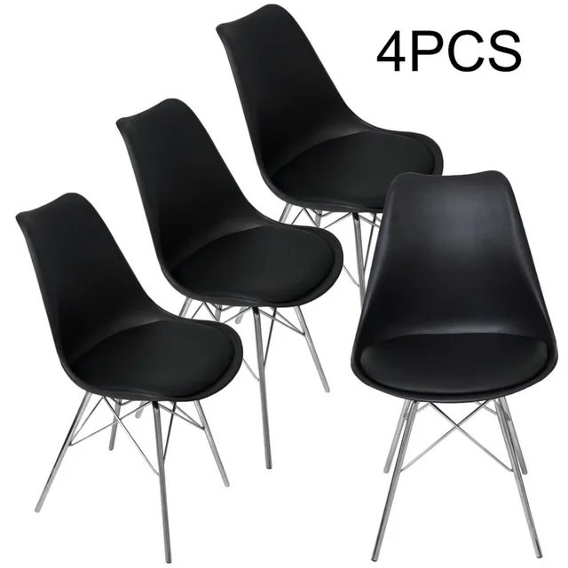Best Price Newest 4 PCS Dining Tulip Chair Metal Legs Loft Lounge Stool Modern Design Padded Seat Chair Exquisite Home Accessories Best Price Newest 4 PCS Dining Tulip Chair Metal Legs Loft Lounge Stool Modern Design Padded Seat Chair Exquisite Home Accessories