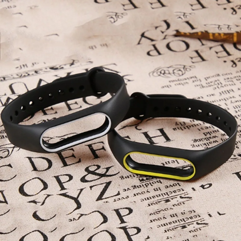 Premium Replacement Wrist Strap With Two Color Unique TPU Wristband Replacement for XIAOMI MI Band 2