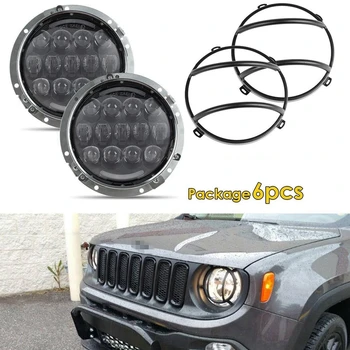 

2x105W Headlight Assembly +2x Round LED Headlight Mounting Bracket Ring+2x Headlamp Guards cover For Jeep wrangler