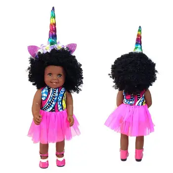 

45cm Lifelike African Black Girl Newborn Baby Dolls Reborn Baby Doll Toys Birthday Christmas Gift for Children Kids Toddler