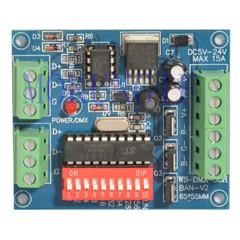 

Fast shipping 15pcs MOKUNGIF 3CH Easy dmx512 Controller decoder Driver- RGB Strip Module Dump Node WS-DMX-3CH-BAN-V1 5-24V