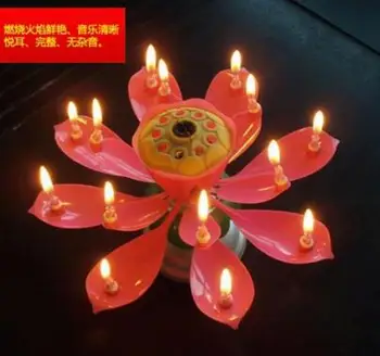 

Party Favors Hot Musical Single Layer Lotus Flower Birthday Party Cake Topper Candle Lights