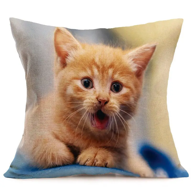 Cute Cat Pillow Case Animal Black Cat Cushion Cover Pet Pillow Covers for Home Car Decorations Pillowcase