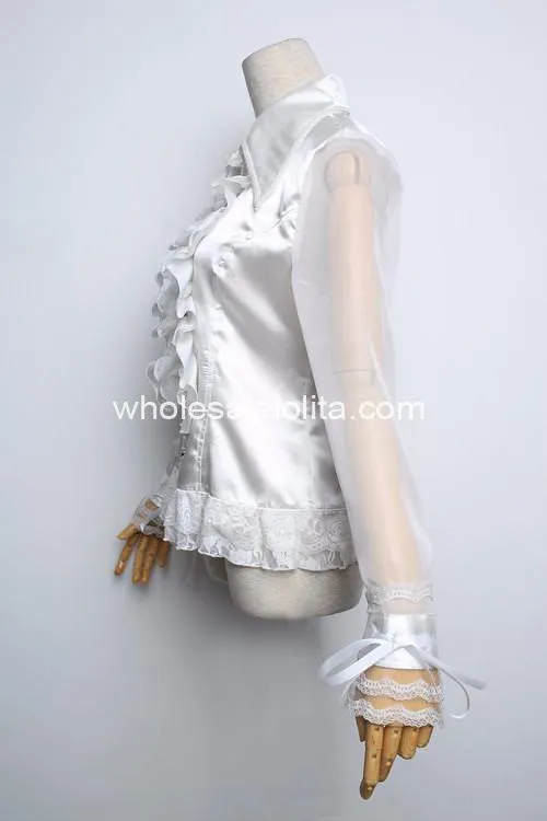 Изготовленная на заказ блузка белая Банкетная Готическая Лолита Блузка кружевная Лолита рубашка Готическая блузка