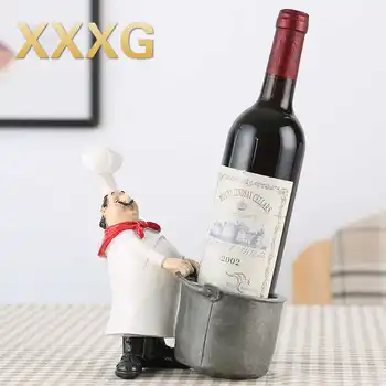 

XXXG// new cartoon chef resin wine rack Home Furnishing living room decoration Wine wine bottle shelf display