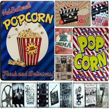 

[SQ-DGLZ] Popcorn &Cinema Metal Sign Bar Wall Decoration Tin Sign Vintage Metal Signs Home Decor Painting Plaques Art Poster