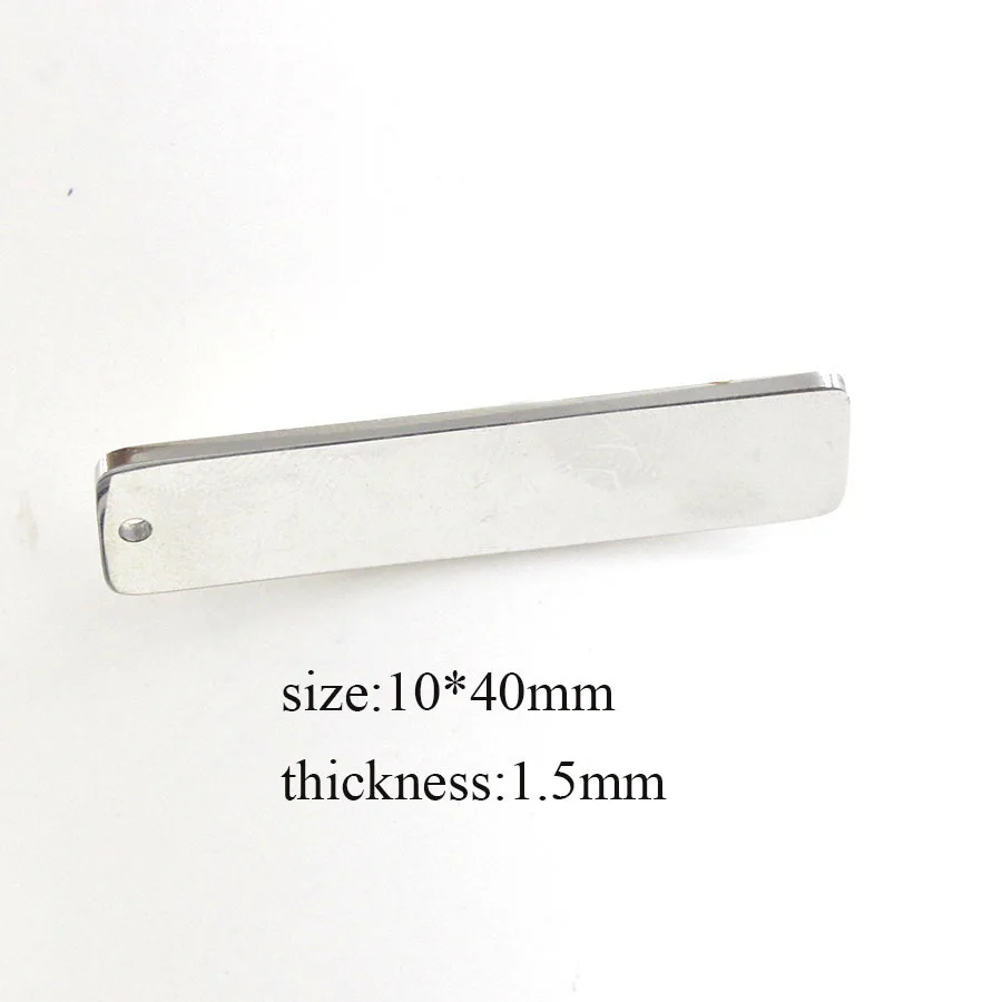 

Stainless Steel Rectangle Tag 10*40mm Blank Mirror Polish Pendant for Necklace/key Chain DIY Jewelry Making Wholesale 10pcs