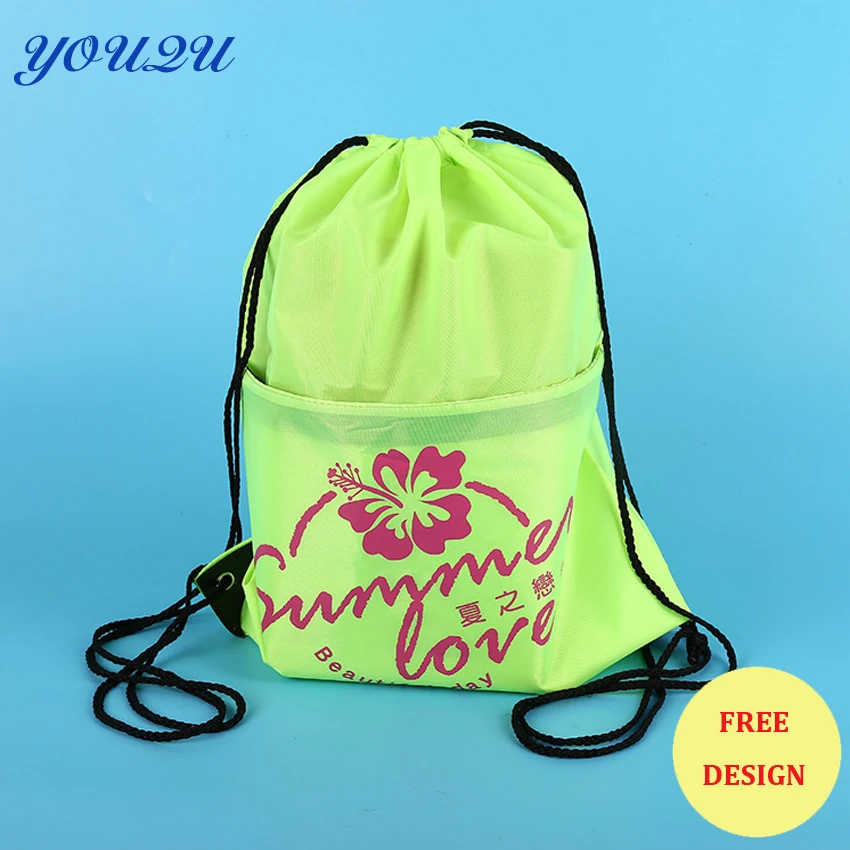 

Custom drawstring bag with zipper pocket Polyester Drawstring Bag With Zipper drawstring backpack bag with front zipper pocket