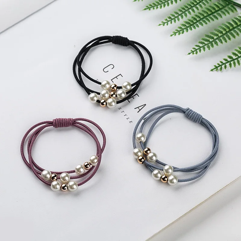 2018 Hair Accessories Pearl Elastic Rubber Bands Ring Headwear Girl Elastic Hair Band Ponytail Holder Scrunchy Rope Hair Jewelry - Image 5