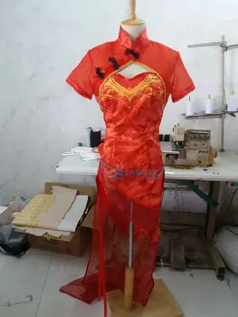 

Vocaloid Megurine Luka Cosplay Costumes Asymmetric Red Canary Cheongsam Fashion Outfit Clothing Carnival Christmas Dress