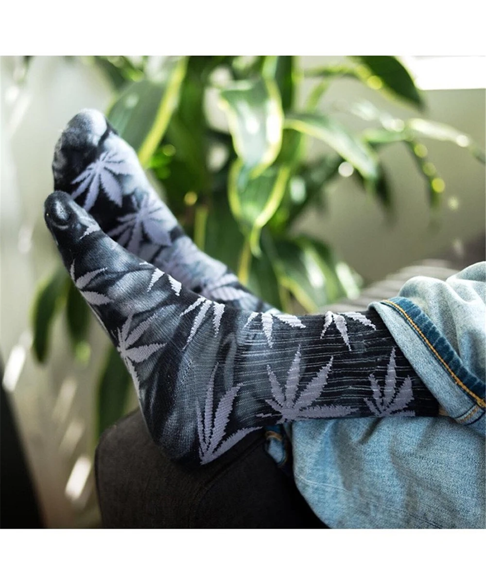 Для Мужчин's демисезонный толстый хлопок печати экипажа носки в стиле харакдзюку кленовый лист узор Уличная мода Дикий хип хоп