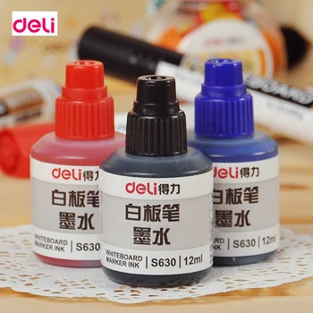 

Deli 12 ml black blue chancery whiteboard marker pens ink refills
